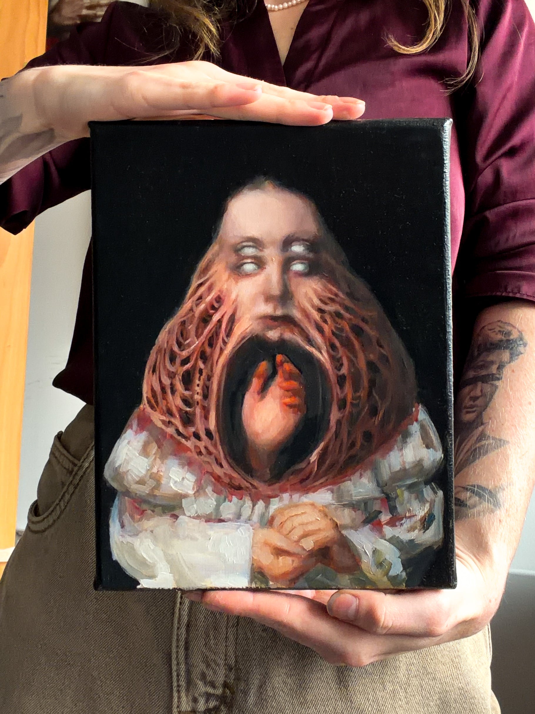 Tiny horror 3: Trych Oil Painting - Original